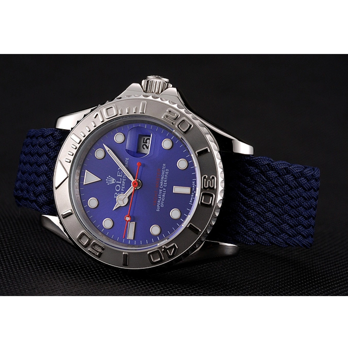 Aaa replica watch Blue Master 1453868 Bracelet Rolex Fabric Blue Dial Yacht 0707